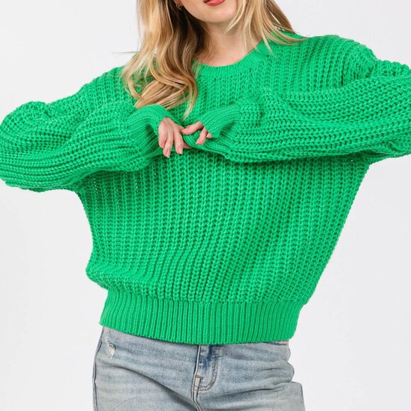 SAGE + FIG Round Neck Drop Shoulder Sweater - Picture 3 of 6